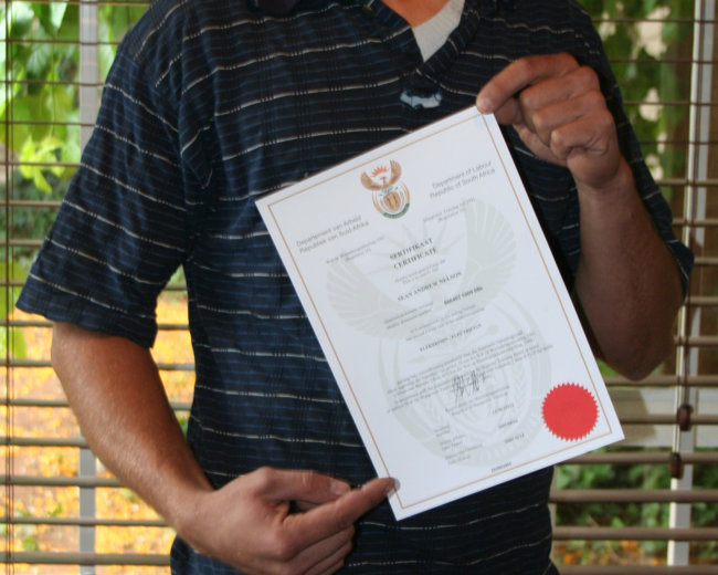 RTC learner with red seal trade test certificate
